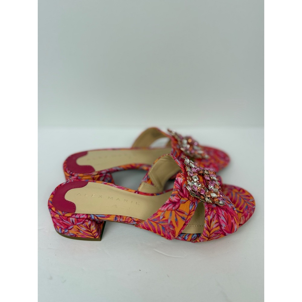 Alex Marie Heeled Sandals Sz 7.5 Textile Rhinestones - Picture 4 of 7